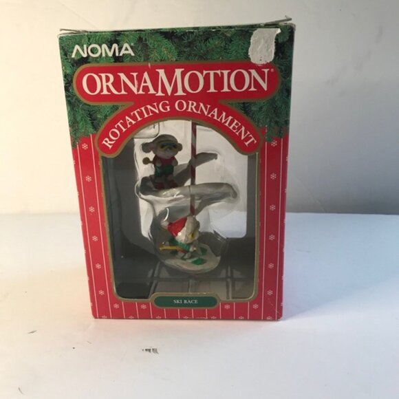 Noma Vintage 90s Ornamotion SKI RACE Rotating Christmas Tree Ornament 1995 Motor - Picture 2 of 14